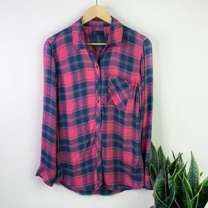 Gap Pink Plaid Flannel Shirt Size S